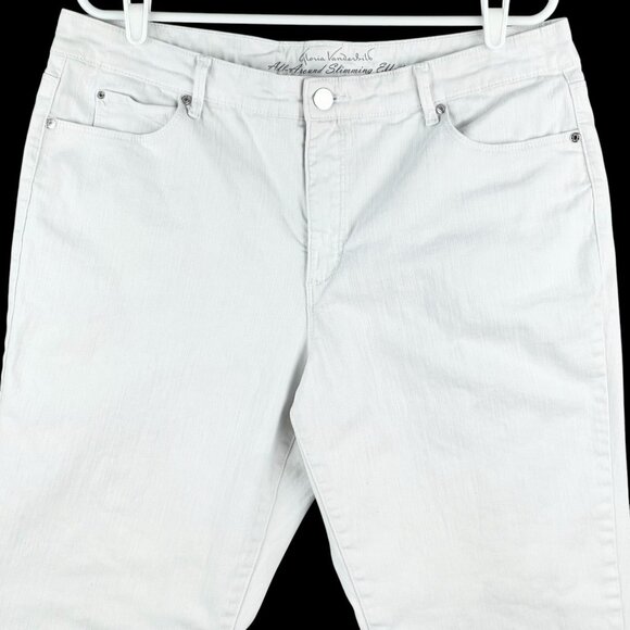 Gloria Vanderbilt Women's White Crop Jeans Size 16 Embellished Stretch Mid Rise - Picture 3 of 12